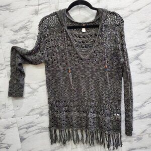 Vanity Gray V-Neck Hooded Sweater